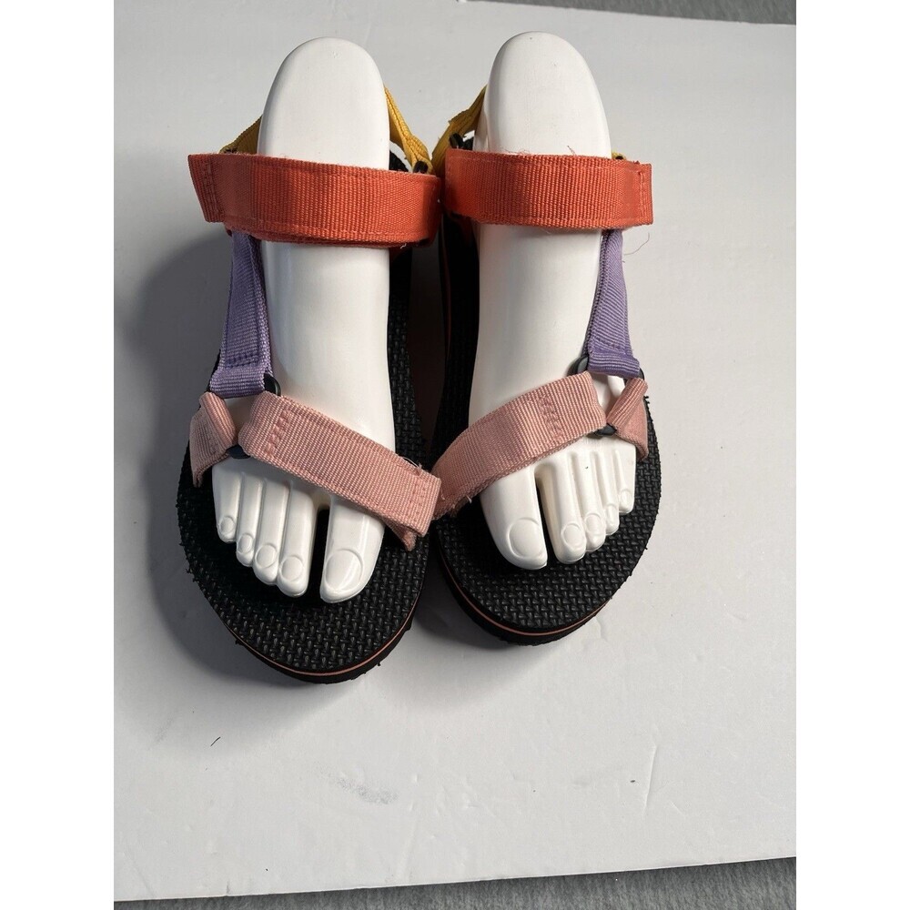 New Time And Tru White Rainbow Platform Nature Hook & Loop Sandals Size 9